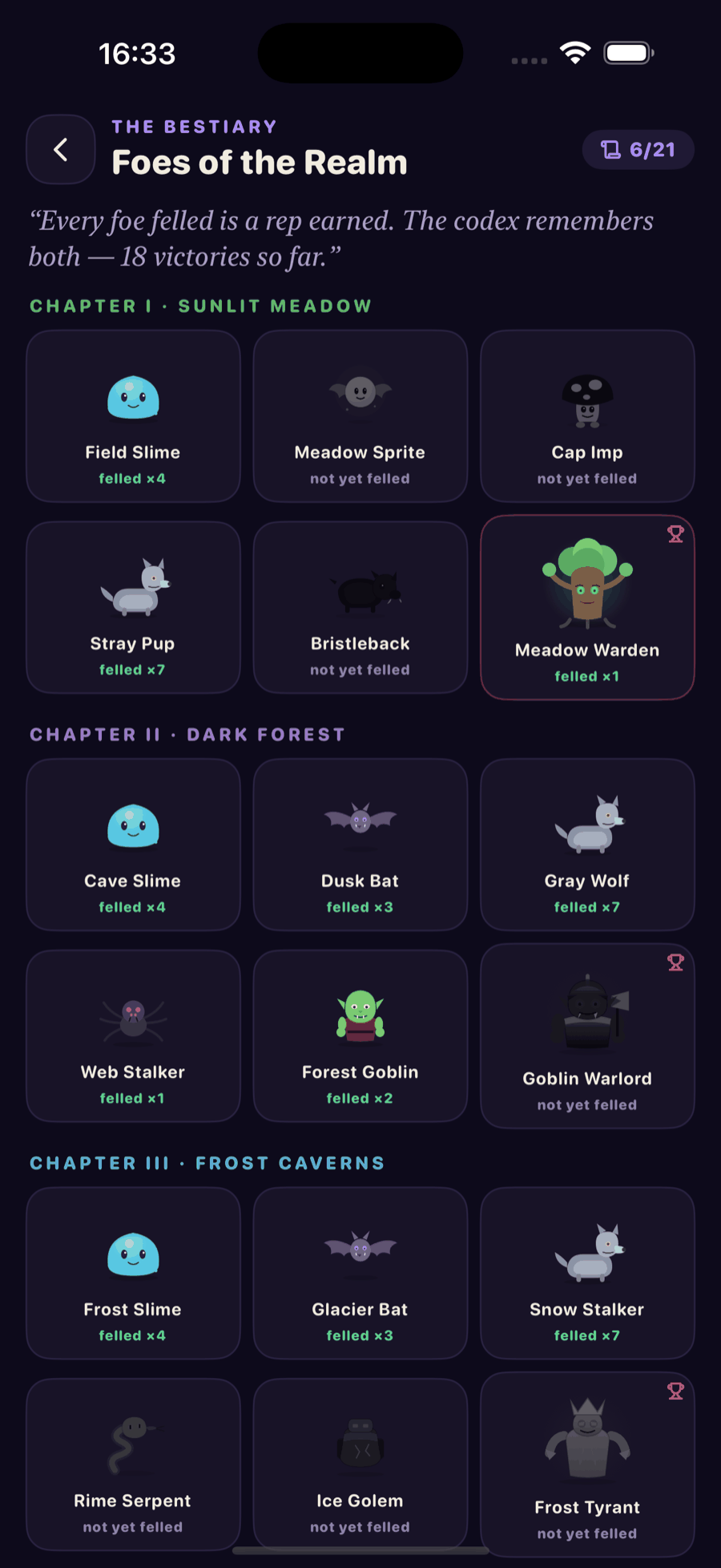 Bestiary of foes across the realms