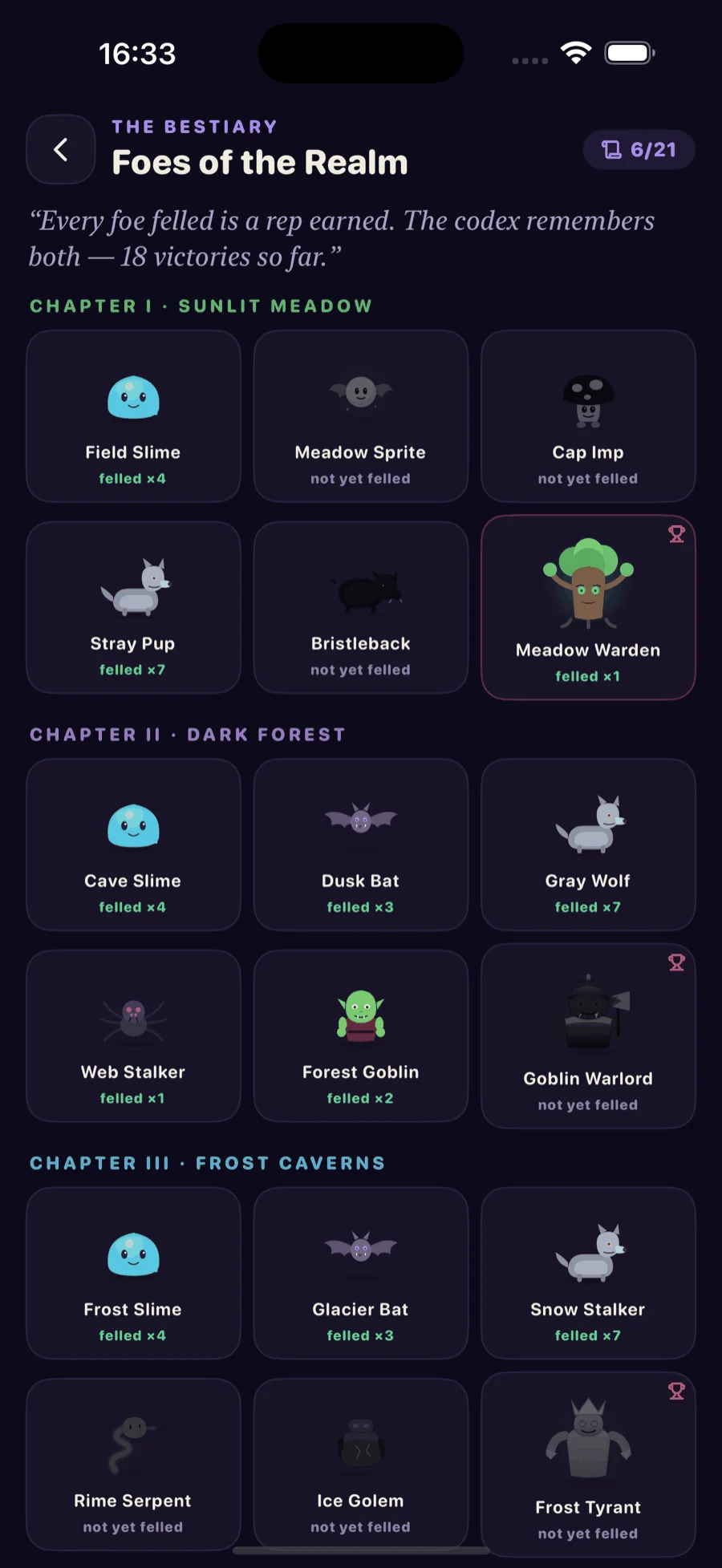 Bestiary of foes across the realms