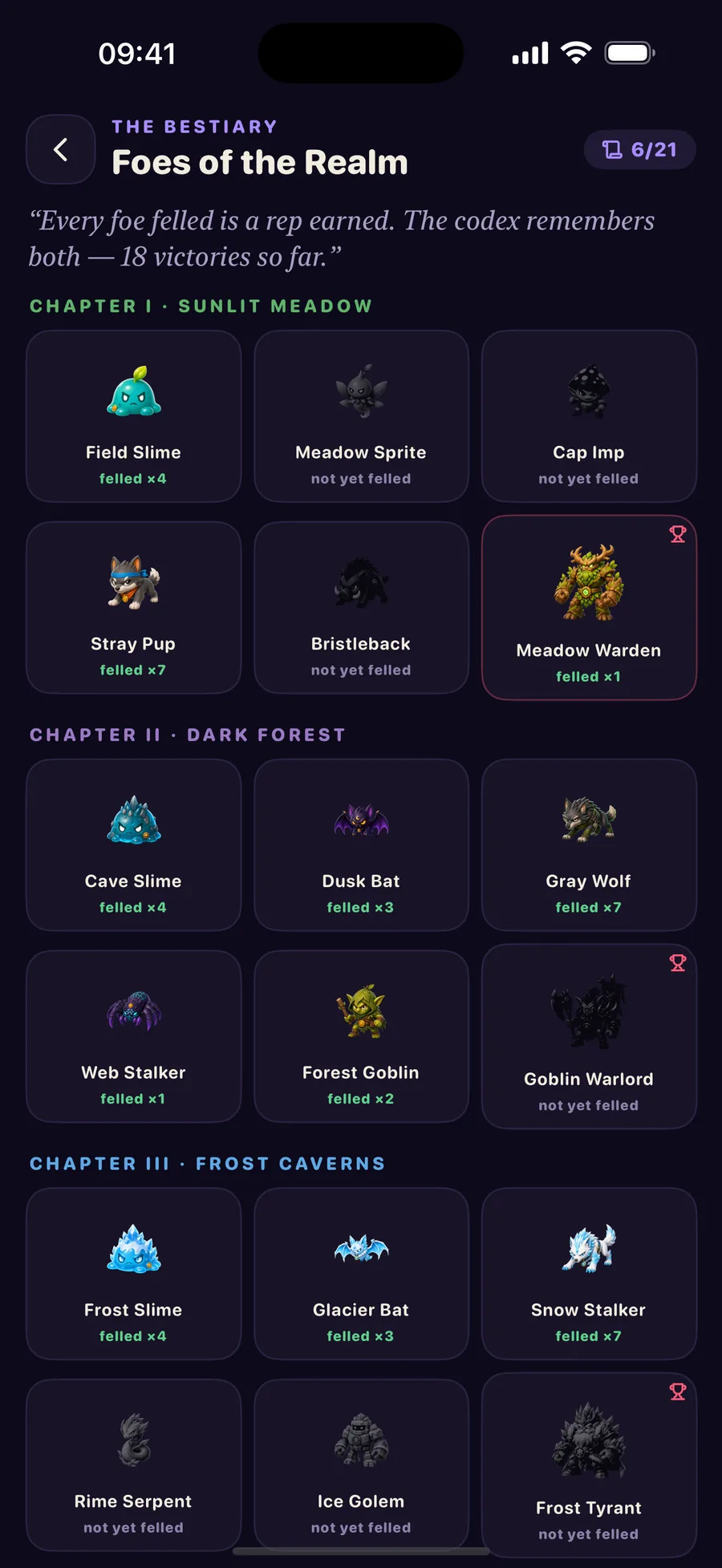 Bestiary screenshot