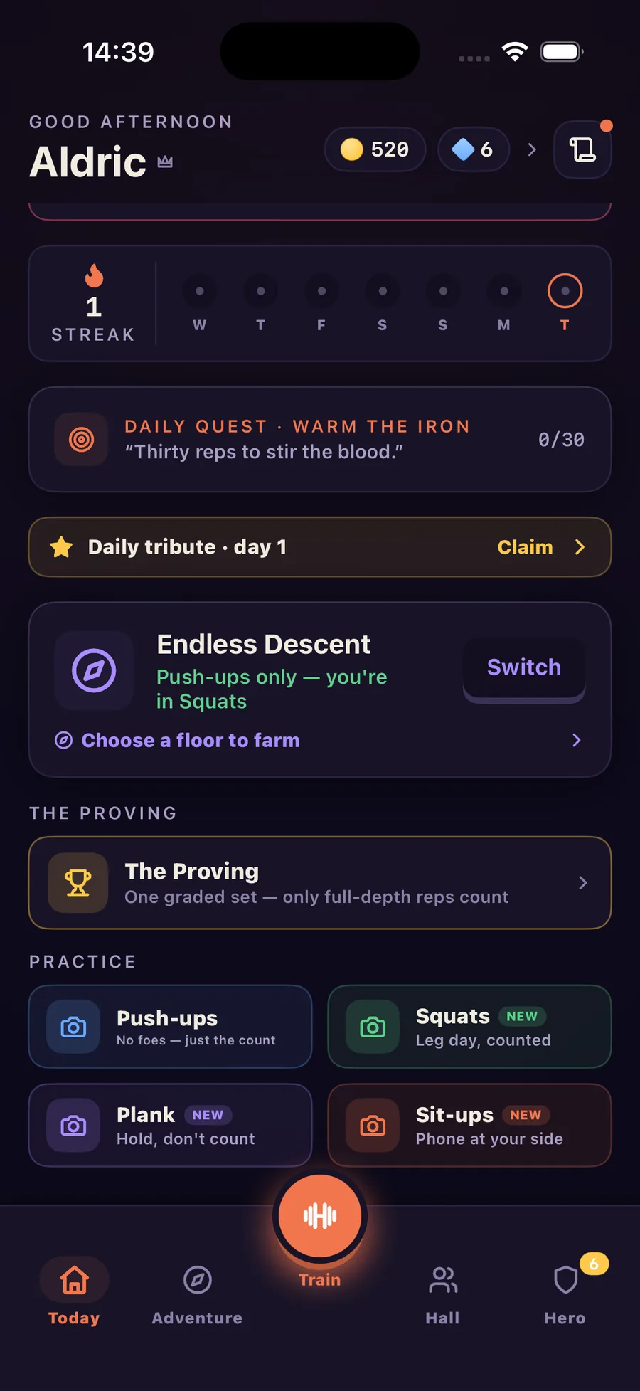 Practice modes screenshot
